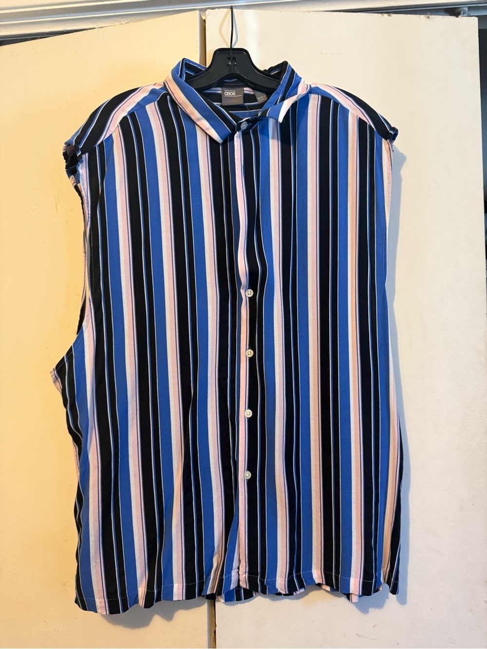 ASOS Striped Shirt in Blue, Black & Pink